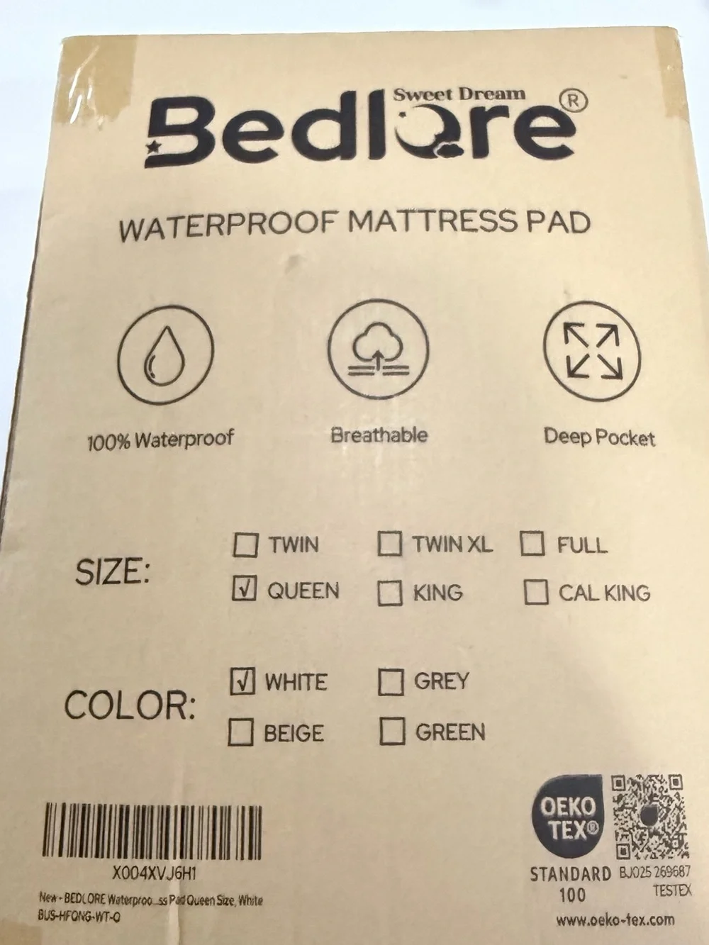 Bedlore White Mattress Pad (Queen Size)
